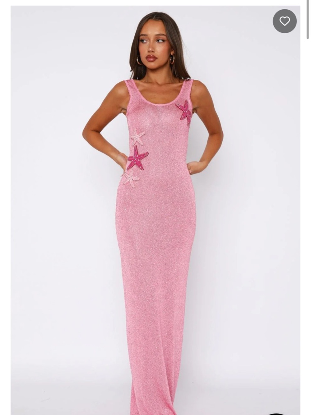 White Fox Boutique Marine Mist Sequin Knit Maxi Dress Pink